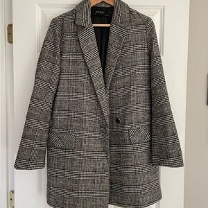 Zara Houndstooth Black and White Coat